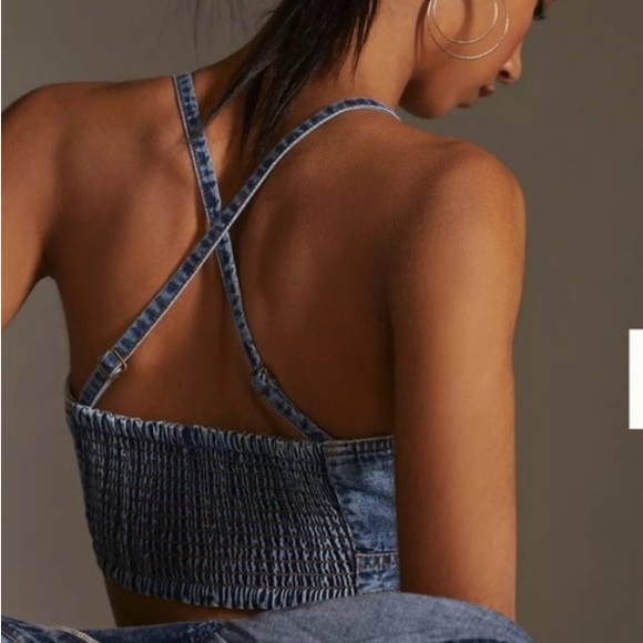 PILCRO BY ANTHROPOLOGIE - WOMEN'S 0 - Blue Denim Bustier Crop Tank corset - Picture 3 of 6